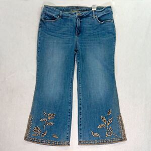 Chico's So Slimming Girlfriend Flare Jeans Women's Plus Size 18 Blue Stretch